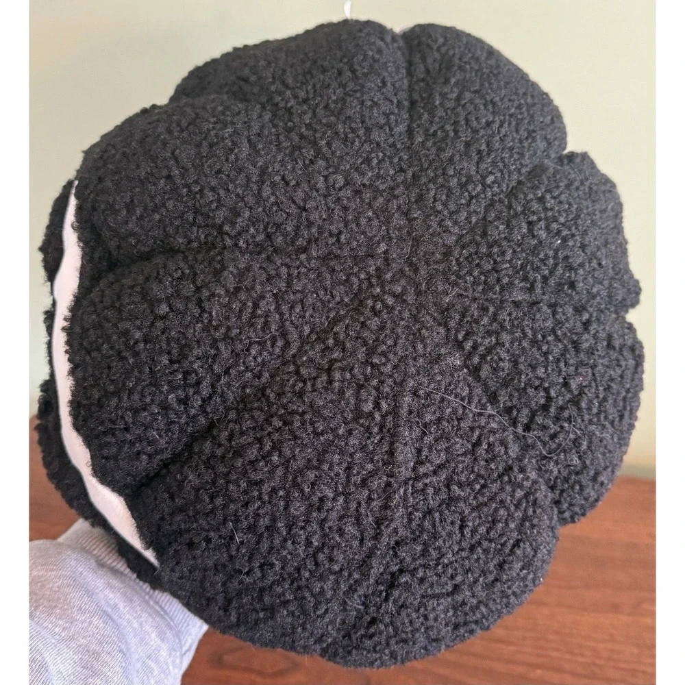 Plush Jack-o'-Lantern Decorative Pillow. Black and White, 12